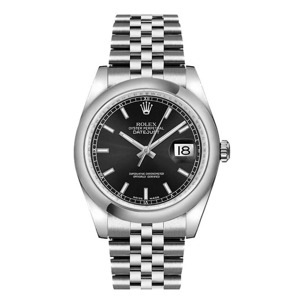 Rolex Datejust 36 Stainless Steel Domed / Jubilee / Black Black Dial Straps