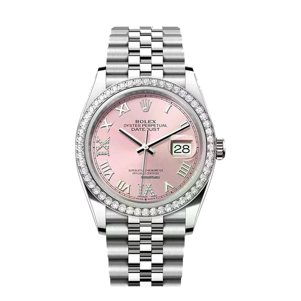 Rolex Datejust 36 Stainless Steel / Diamond / Pink Roman-Diamonds / Jubilee