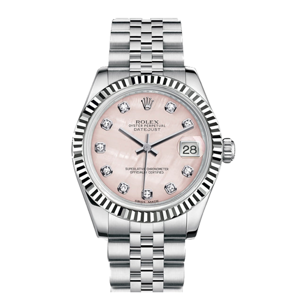 Rolex Datejust 31 Stainless Steel Fluted / Jubilee / Pink MOP Diamond