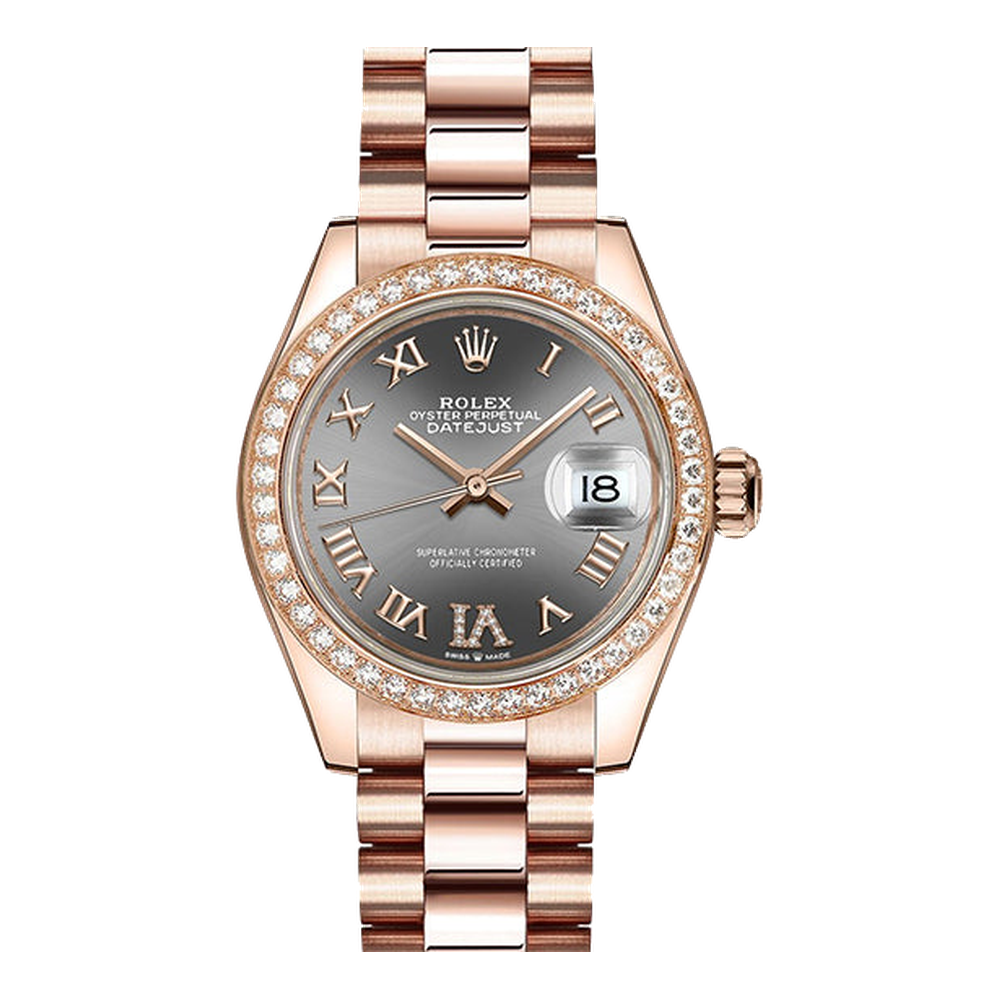 Rolex Datejust 31 Rose Gold / Diamond / Grey - Roman / President