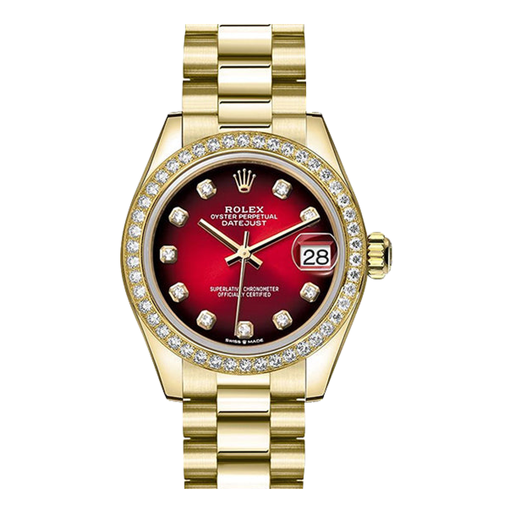 Rolex Datejust 31 Yellow Gold - Diamond / Red Gradient / President