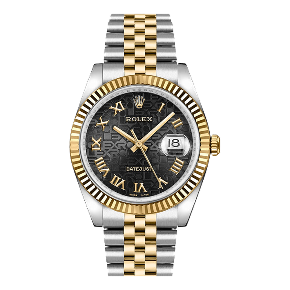 Rolex Datejust 36 Rolesor Yellow Fluted / Jubilee / Black Computer Roman