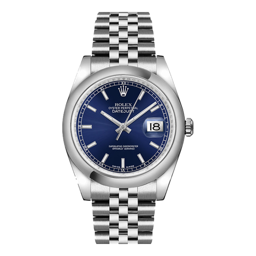 Rolex Datejust 36 Stainless Steel Domed / Jubilee / Blue Blue/Navy Dial Straps