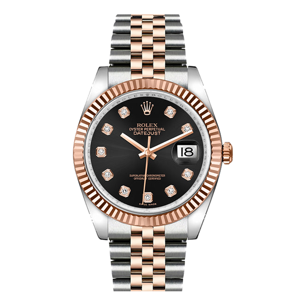 Rolex Datejust 36 Rolesor Everose Fluted / Jubilee / Black Diamonds