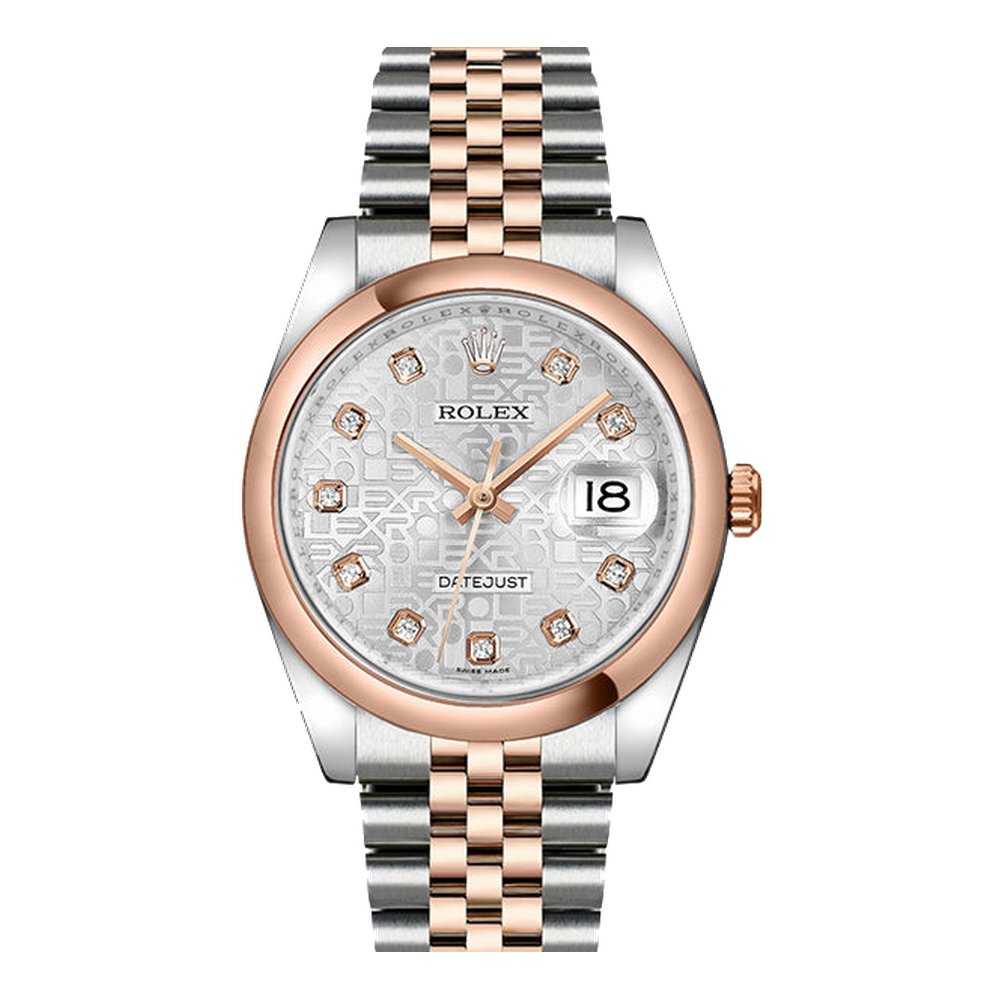 Rolex Datejust 36 Rolesor Everose Domed / Jubilee / Silver Computer