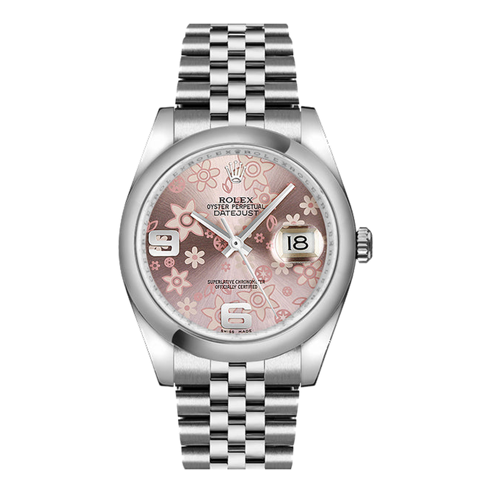 Rolex Datejust 36 Stainless Steel Domed / Jubilee / Pink Floral