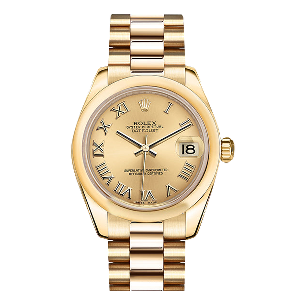 Rolex Datejust 31 Yellow Gold Domed / President / Champagne Roman