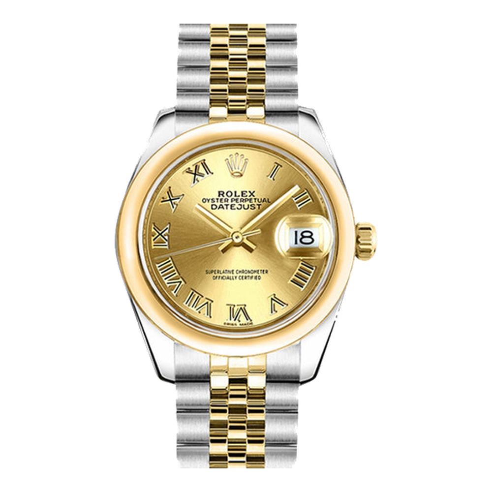 Rolex Datejust 31 Rolesor Yellow Domed / Jubilee / Champagne Roman
