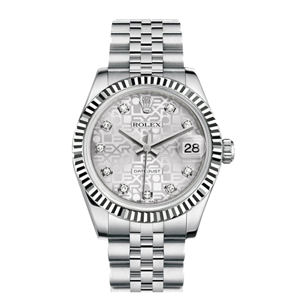 Rolex Datejust 31 White Gold Fluted / President / Silver Computer