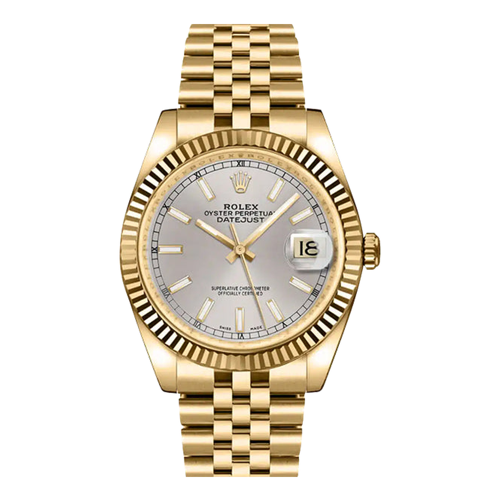 Rolex Datejust 36 Yellow Gold Fluted / Jubilee / Silver