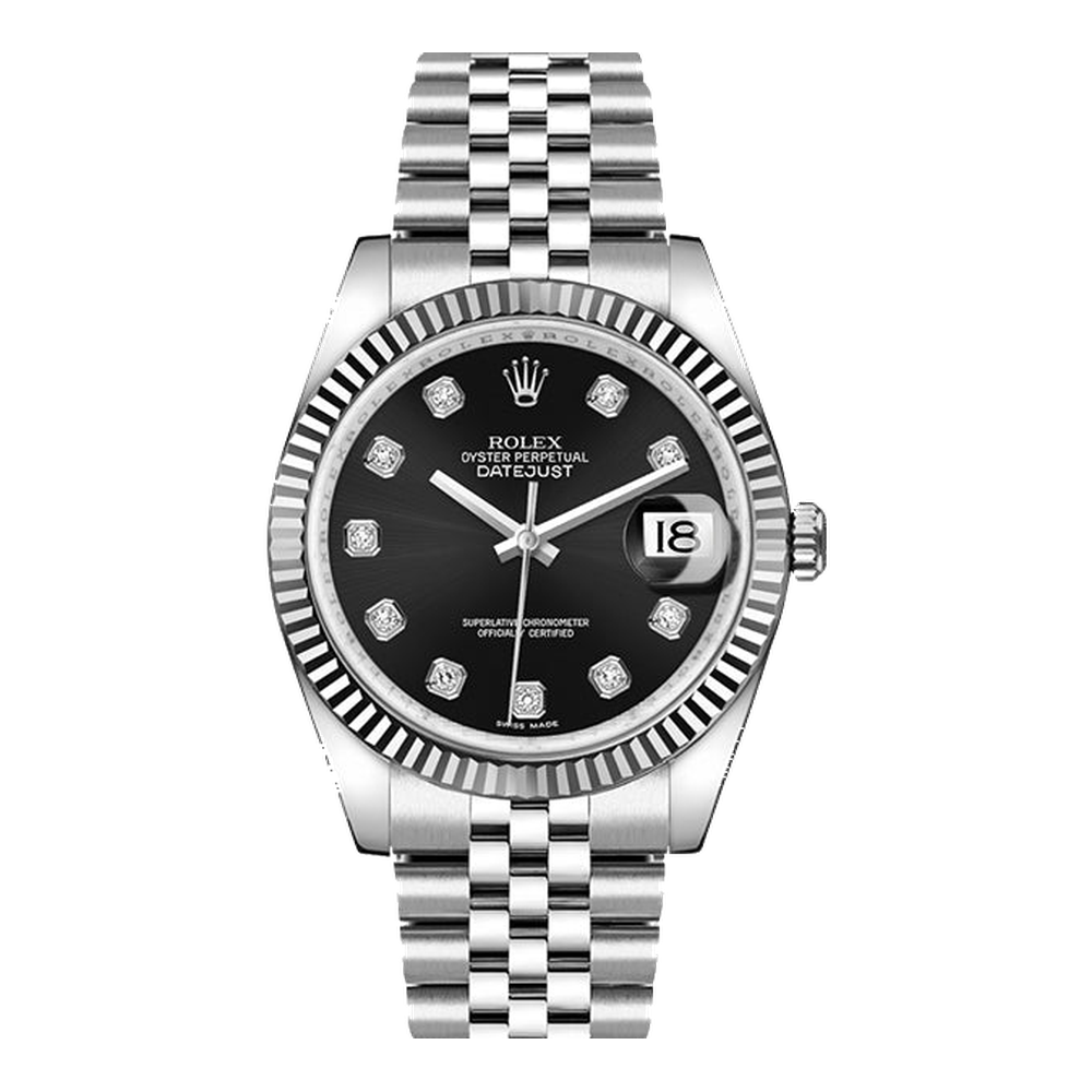 Rolex Datejust 36 Stainless Steel Fluted / Jubilee / Black Diamond