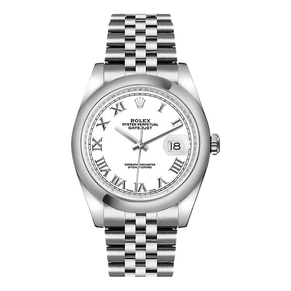 Rolex Datejust 36 Stainless Steel Domed / Jubilee / White Roman