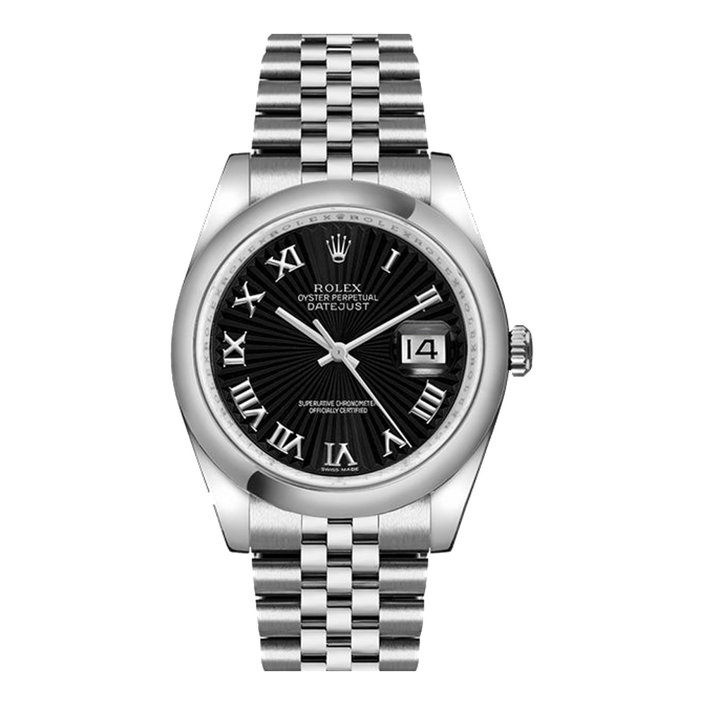 Rolex Datejust 36 Stainless Steel Domed / Jubilee / Black Roman