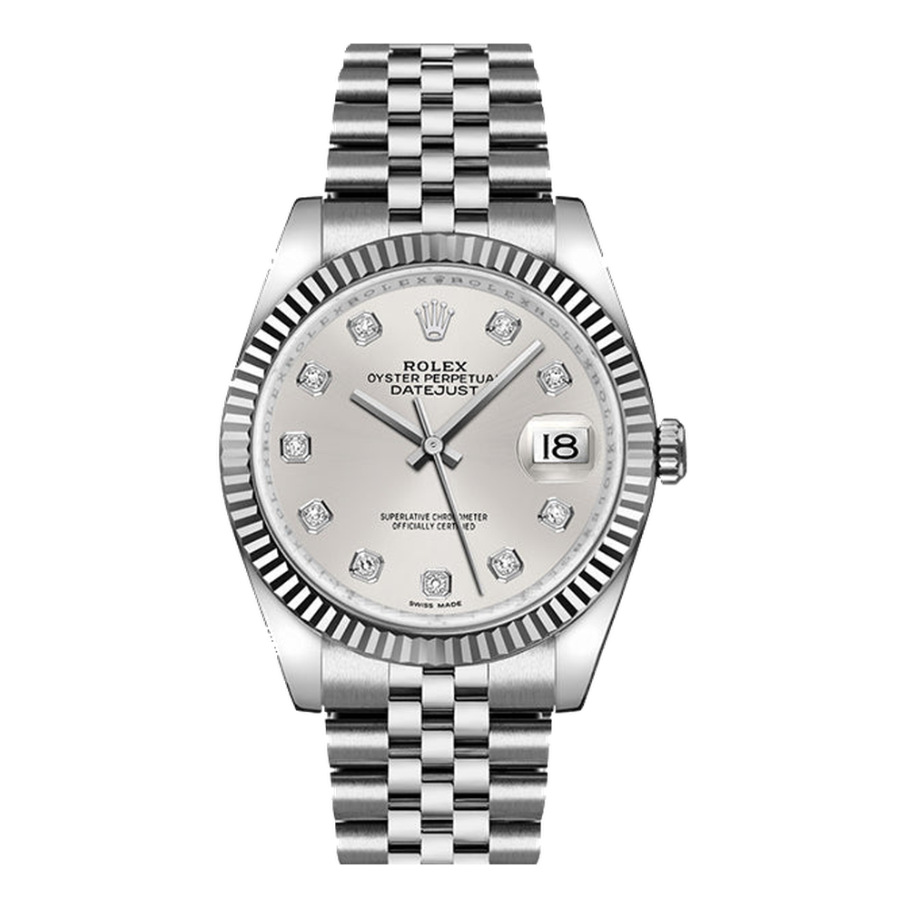 Rolex Datejust 36 Stainless Steel Fluted / Jubilee / Silver Diamond