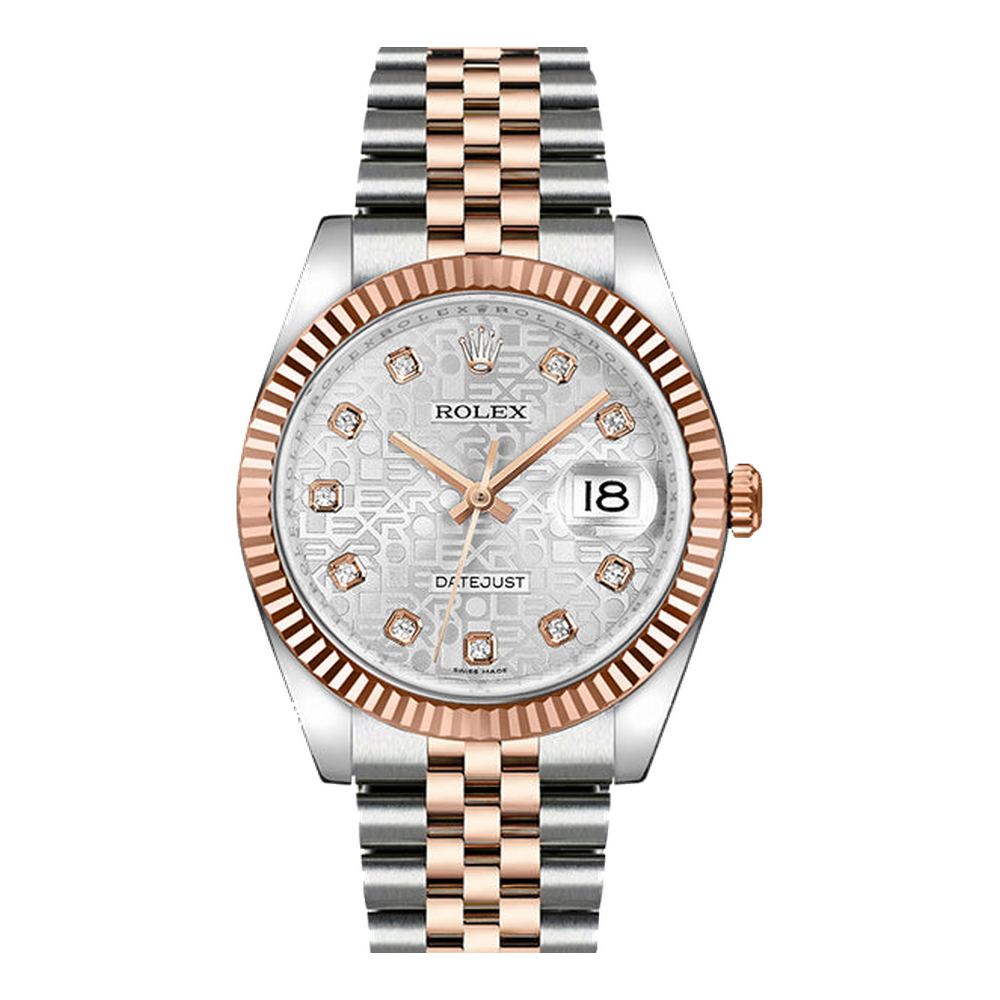 Rolex Datejust 36 Rolesor Everose Fluted / Jubilee / Silver Computer