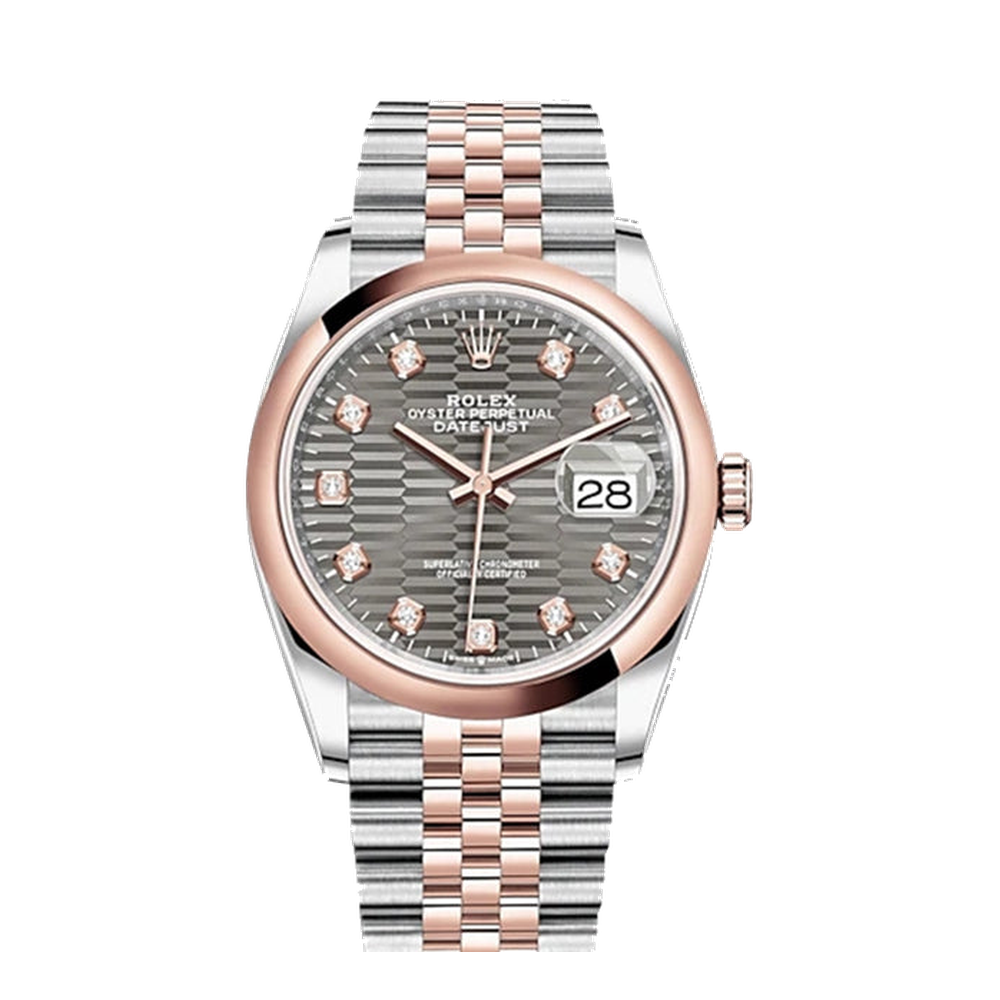 Rolex Datejust 36 Stainless Steel / Everose / Domed / Slate - Fluted - Diamond / Jubilee