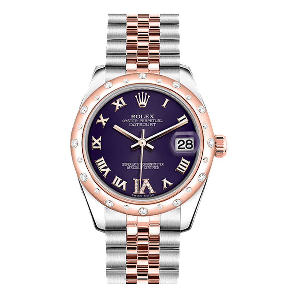 Rolex Datejust 31 Rolesor Everose Domed Diamond / Jubilee / Purple Roman