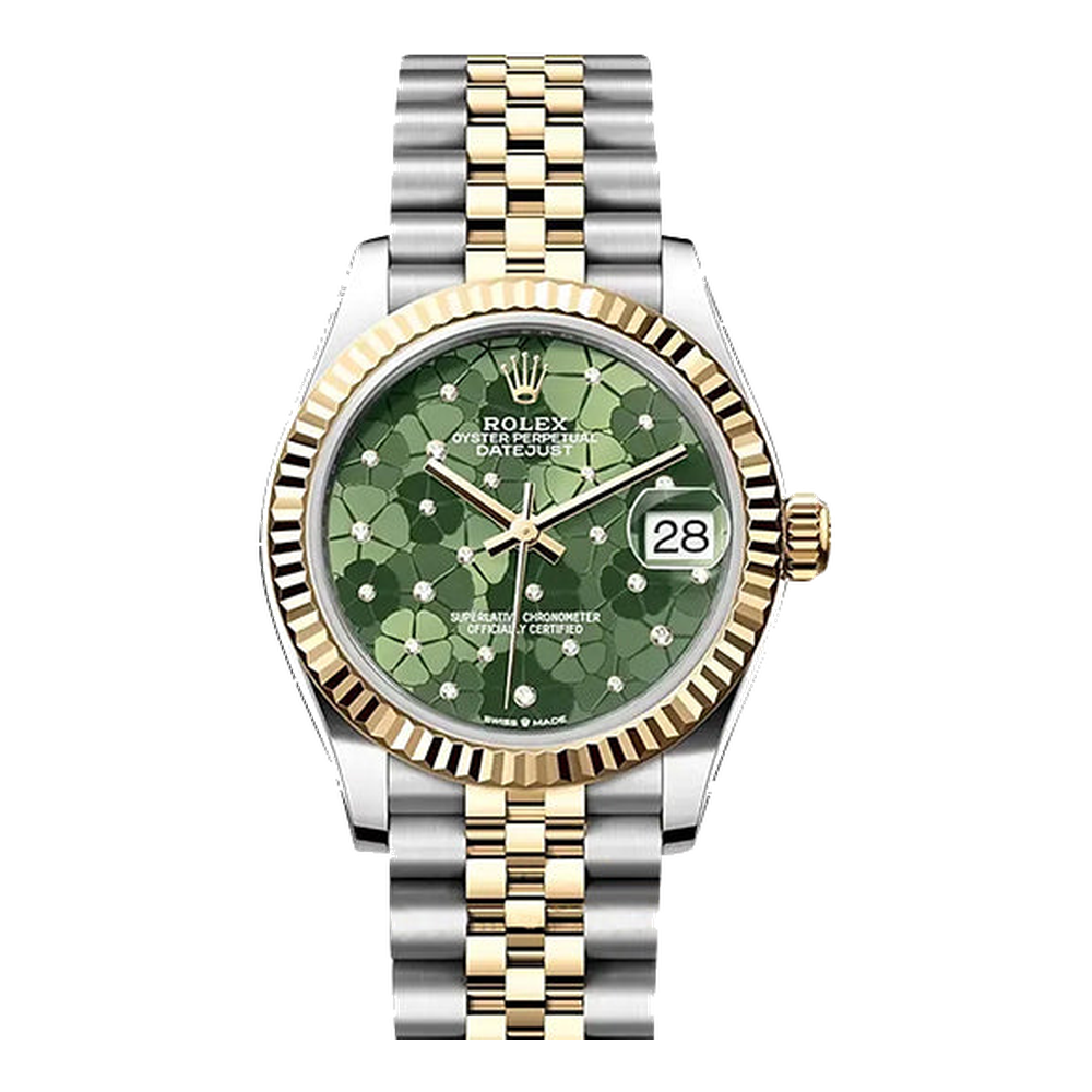 Rolex Datejust 31 Stainless Steel / Yellow Gold / Fluted / Olive - Floral / Jubilee
