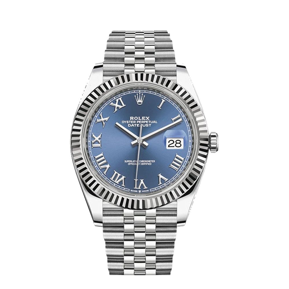Rolex Datejust 41 Stainless Steel Fluted / Blue - Roman / Jubilee