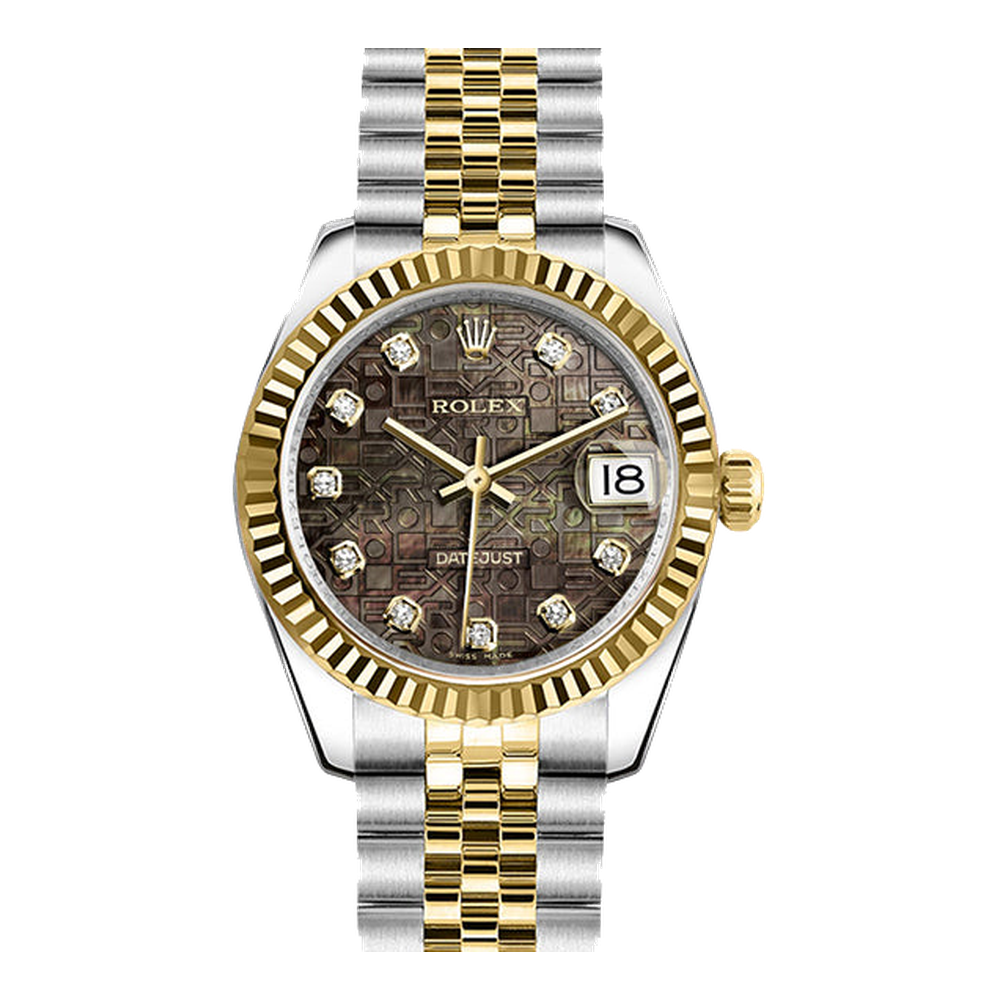Rolex Datejust 31 Rolesor Yellow Fluted / Jubilee / Black MOP Computer
