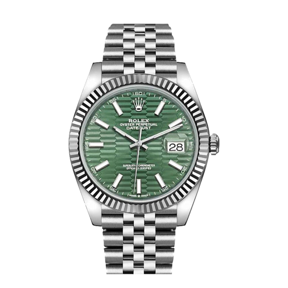 Rolex Datejust 41 Stainless Steel - Fluted / Green / Jubilee Green Dial Straps
