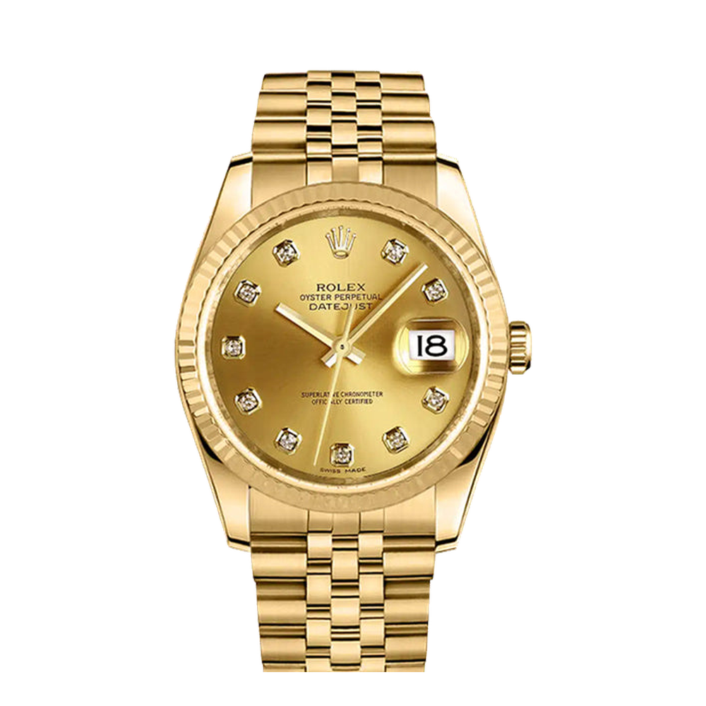 Rolex Datejust 36 Yellow Gold Fluted / Jubilee / Champagne Diamonds