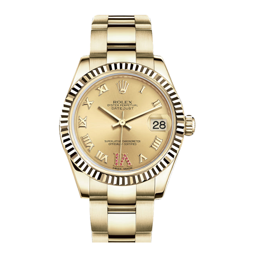 Rolex Datejust 31 Yellow Gold Fluted / Oyster / Champagne Roman
