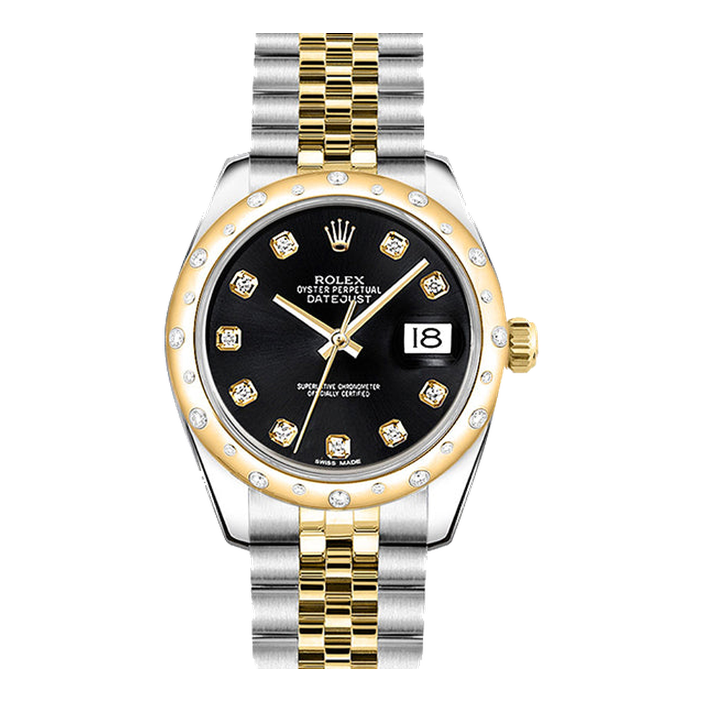 Rolex Datejust 31 Rolesor Yellow Domed Diamond / Jubilee / Black Diamond