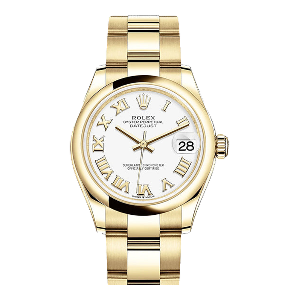 Rolex Datejust 31 Yellow Gold / Domed / White - Roman / Oyster