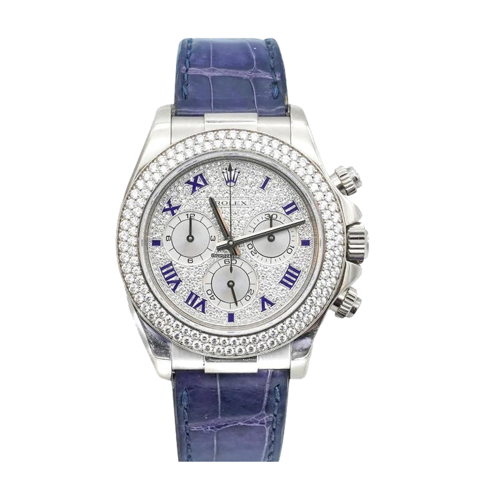 Rolex Daytona White Gold Double Row Strap Paved