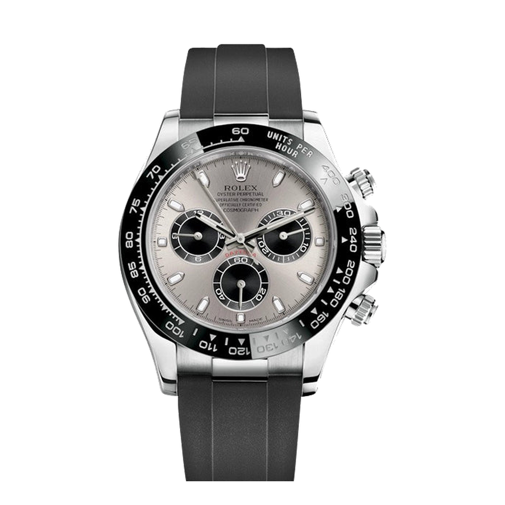 Rolex Cosmograph Daytona White Gold / Cerachrom / Silver / Oysterflex White Dial Straps