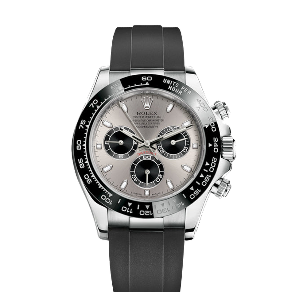 Rolex Cosmograph Daytona White Gold / Cerachrom / Silver / Oysterflex White Dial Straps