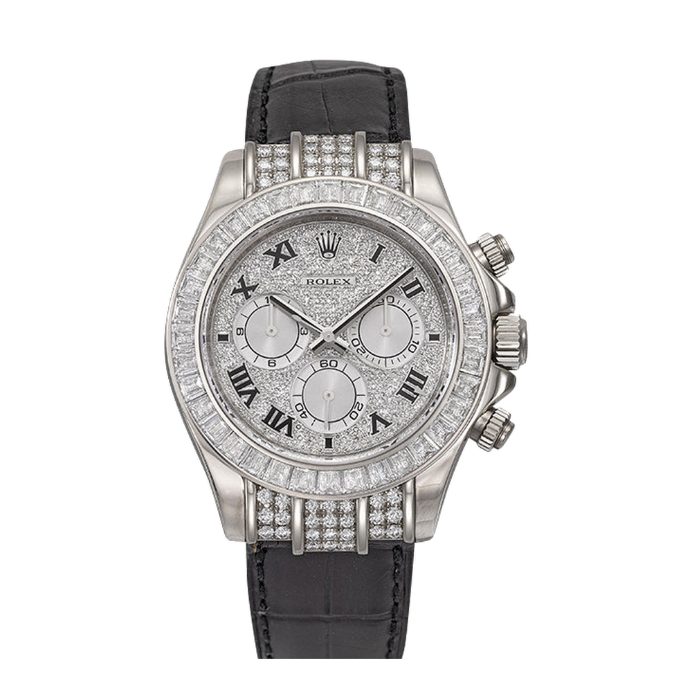 Rolex Daytona White Gold Diamond Strap Roman