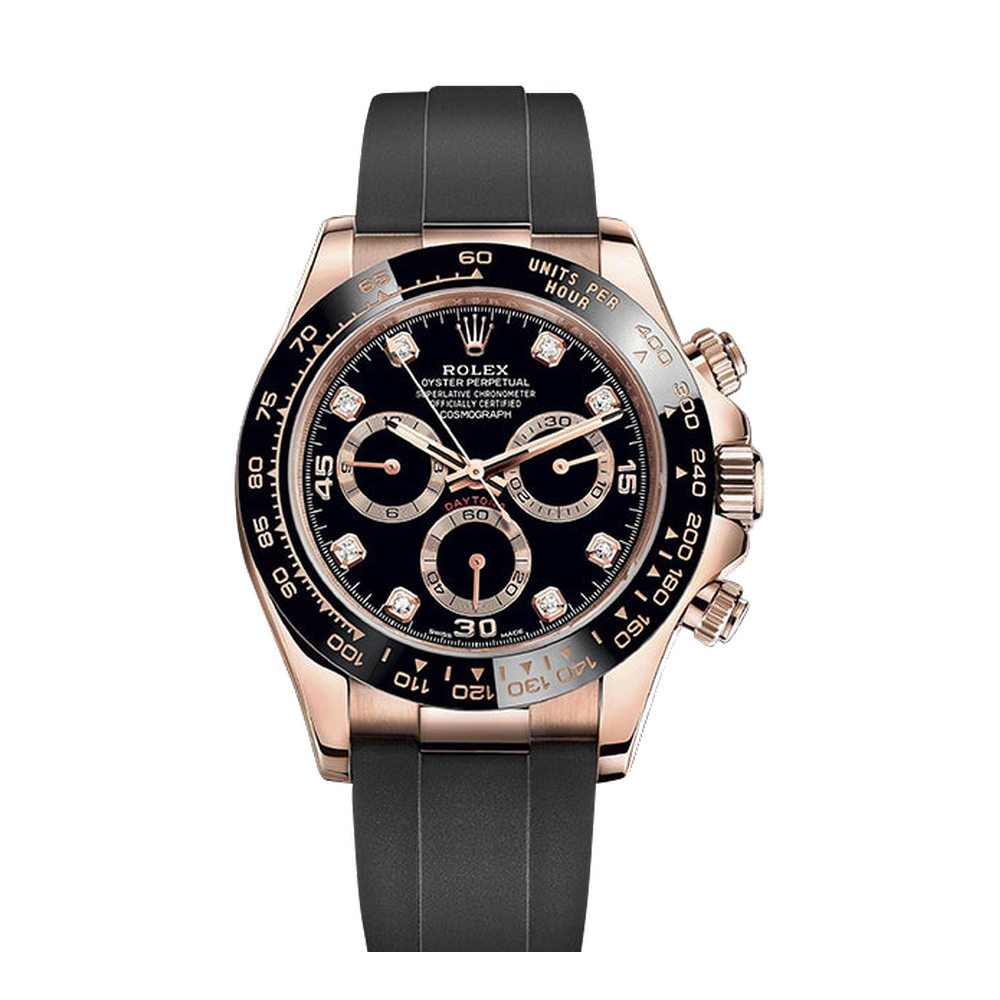 Rolex Cosmograph Daytona Everose / Cerachrom / Black - Diamond / Oysterflex Black Dial Straps