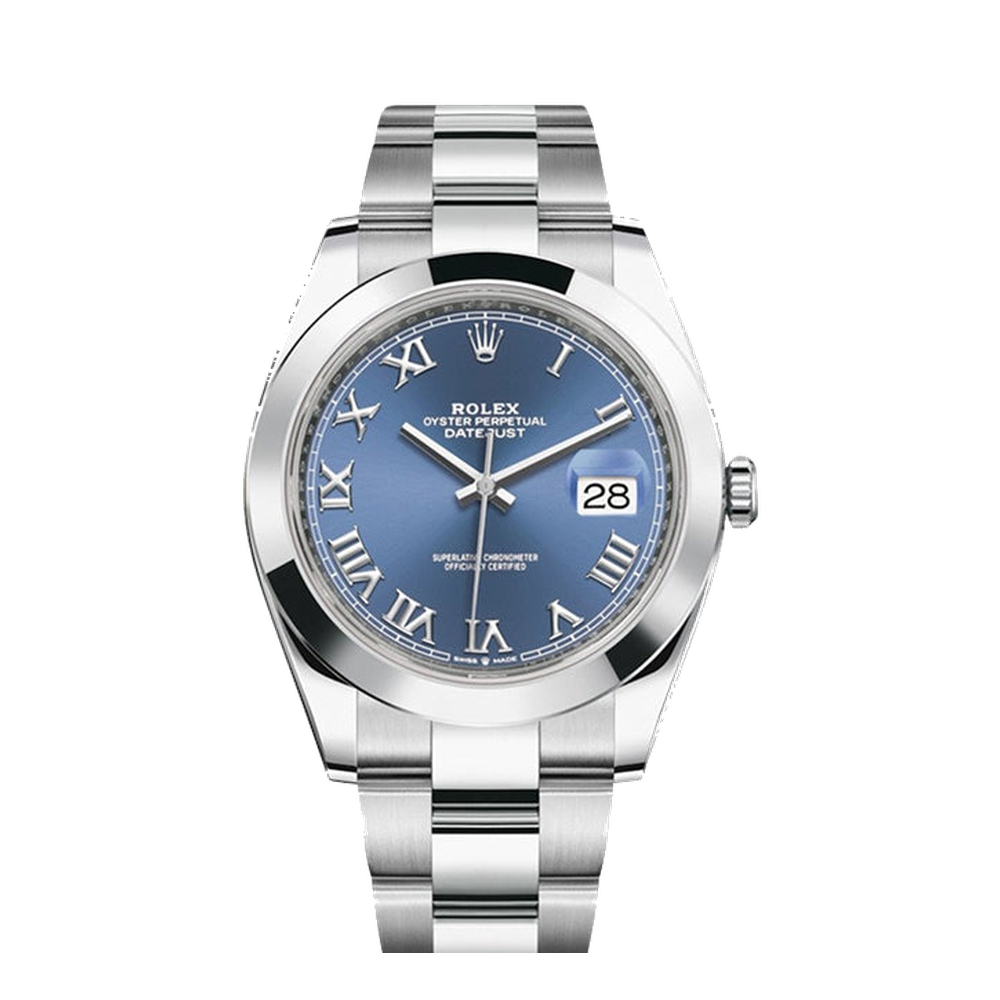 Rolex Datejust 41 Stainless Steel Smooth / Oyster / Blue Roman