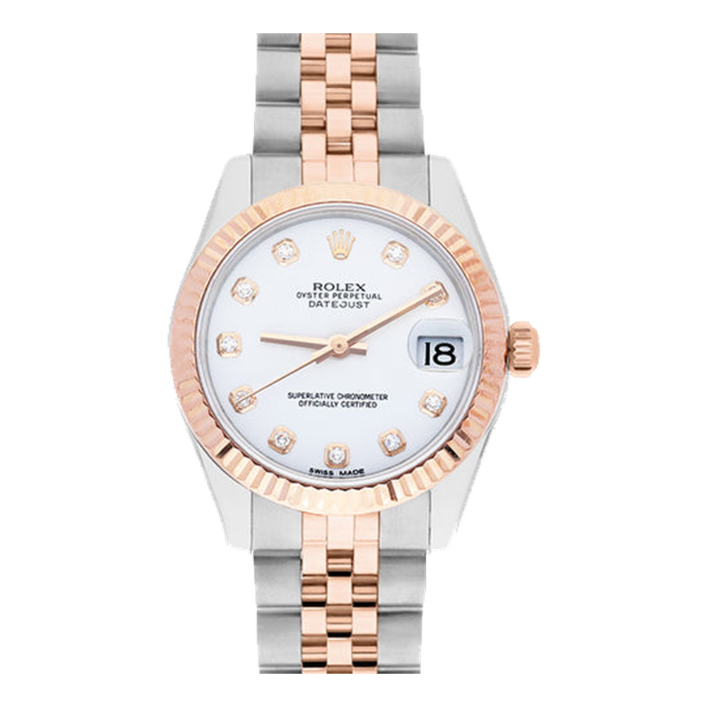 Rolex Datejust 31 Rolesor Everose Fluted / Jubilee / White Diamond