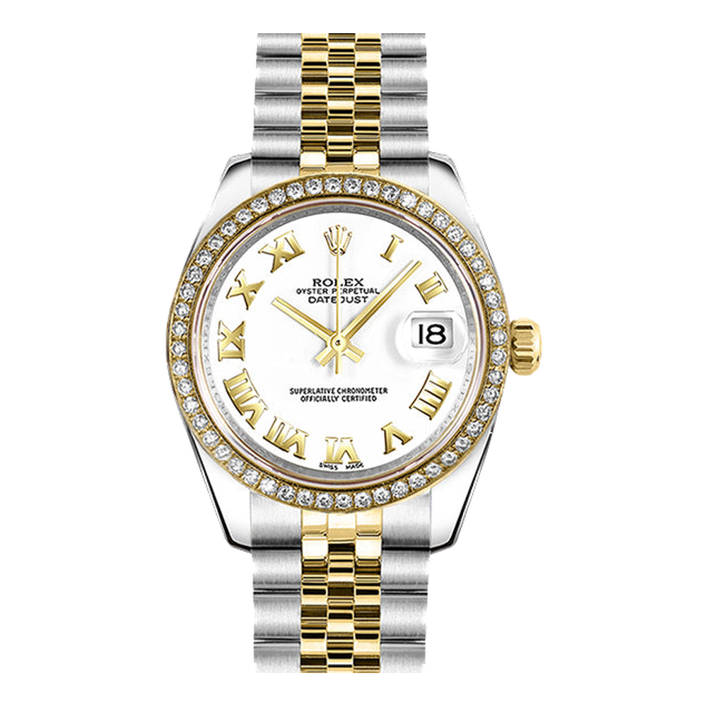 Rolex Datejust 31 Rolesor Yellow Diamond / Jubilee / White Roman