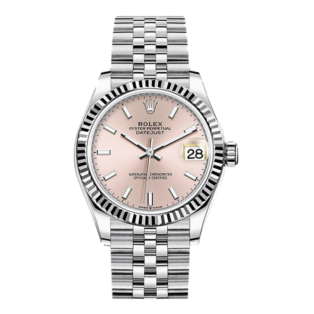Rolex Datejust 31 Stainless Steel Fluted / Jubilee / Pink Pink/Salmon Dial Straps