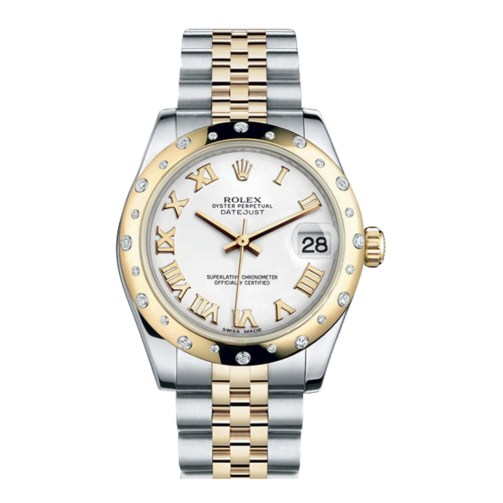 Rolex Datejust 31 Rolesor Yellow Domed Diamond / Oyster / White Roman