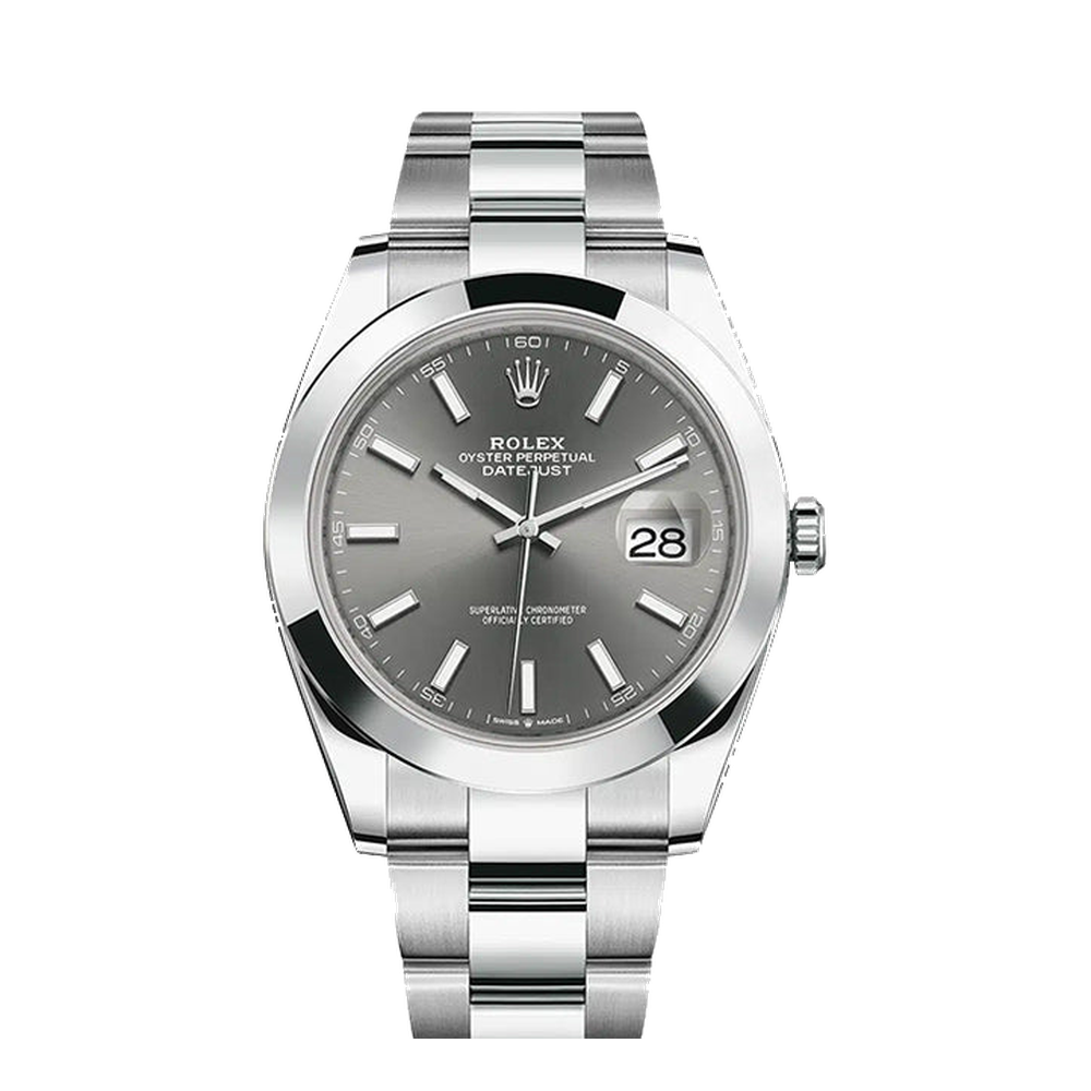 Rolex Datejust 41 Stainless Steel Smooth / Oyster / Dark Rhodium Grey Dial Straps
