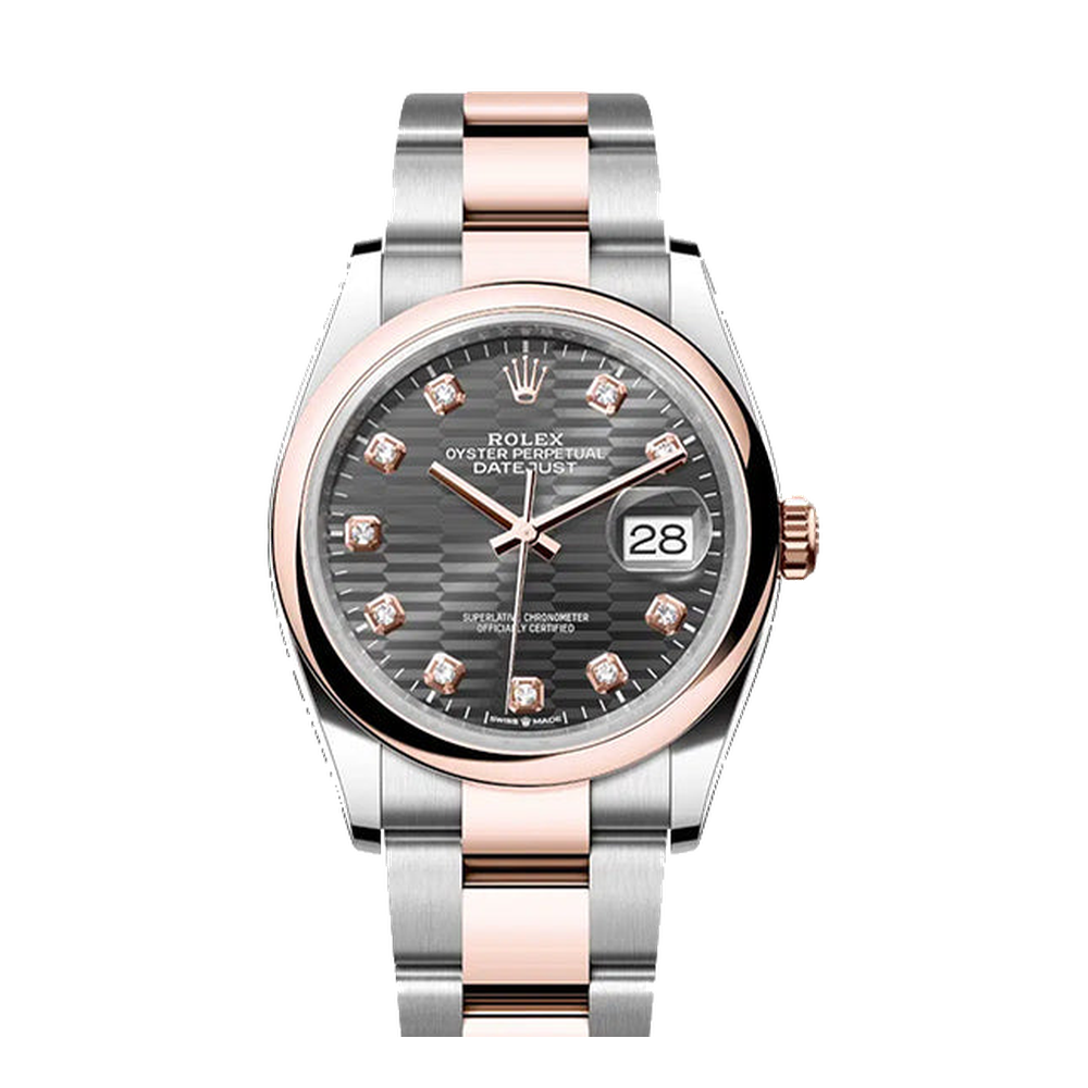 Rolex Datejust 36 Stainless Steel / Everose / Domed / Slate - Fluted - Diamond / Oyster