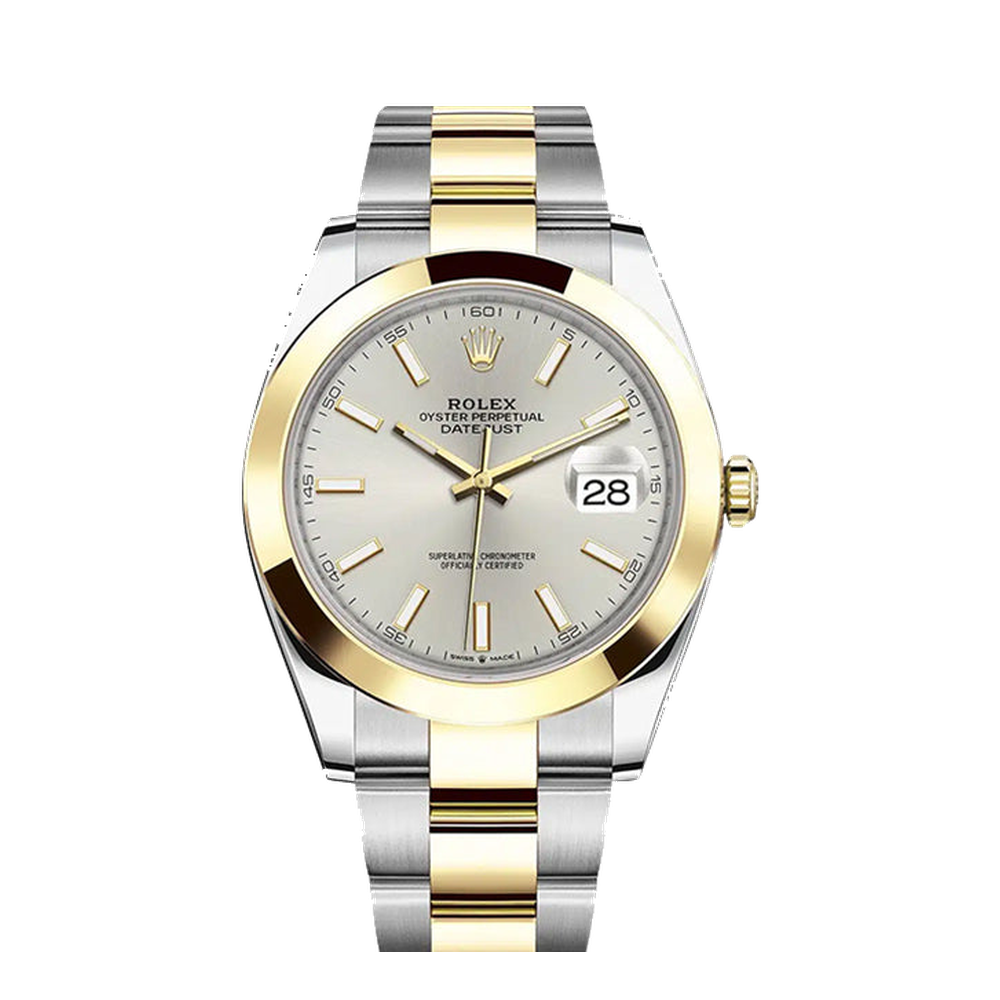 Rolex Datejust 41 Rolesor Yellow Smooth / Oyster / Silver