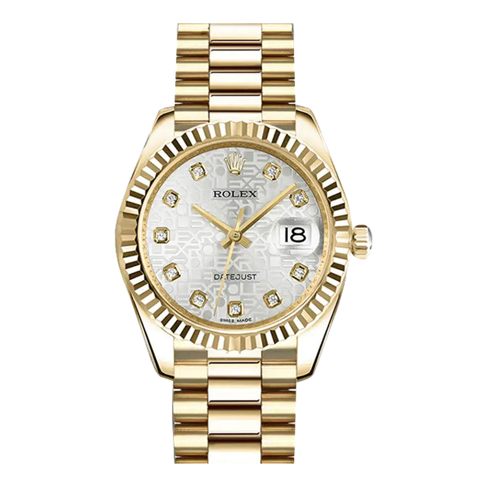Rolex Datejust 31 Yellow Gold Fluted / Oyster / Silver Computer