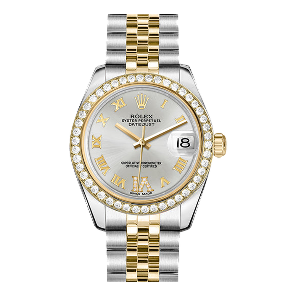 Rolex Datejust 31 Rolesor Yellow Diamond / Jubilee / Silver Roman