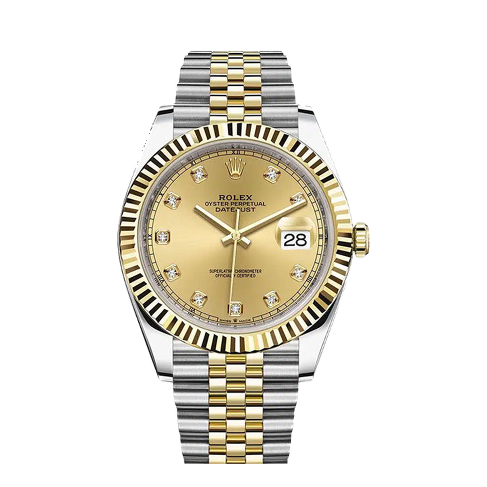 Rolex Datejust 41 Rolesor Yellow Fluted / Jubilee / Champagne - Diamond Yellow Dial Straps