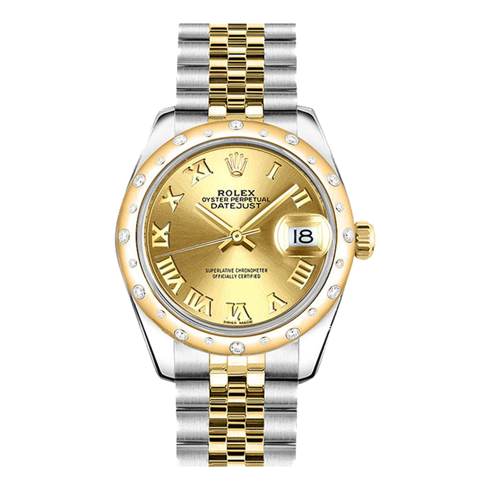 Rolex Datejust 31 Rolesor Yellow Domed Diamond / Oyster / Champagne Roman