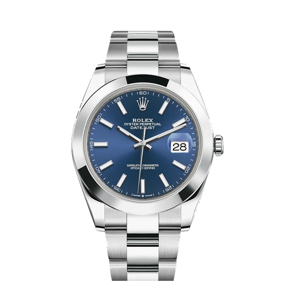 Rolex Datejust 41 Stainless Steel Smooth / Oyster / Blue Blue / Navy Dial Straps