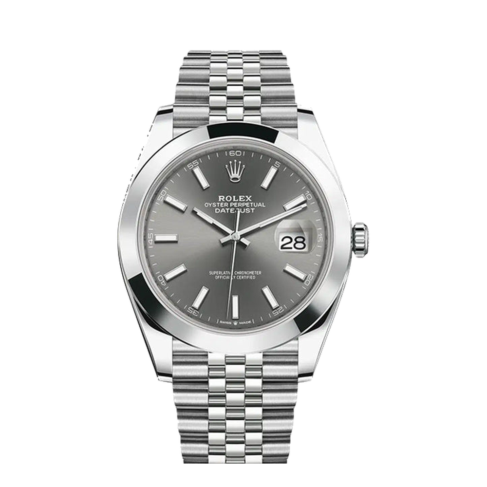 Rolex Datejust 41 Stainless Steel Smooth / Jubilee / Dark Rhodium Grey Dial Straps
