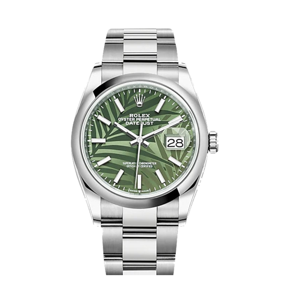 Rolex Datejust 36 Stainless Steel / Domed / Green Palm / Oyster