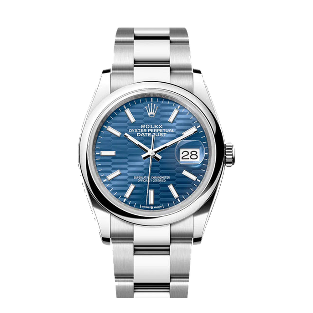 Rolex Datejust 36 Stainless Steel / Domed / Blue - Fluted / Oyster